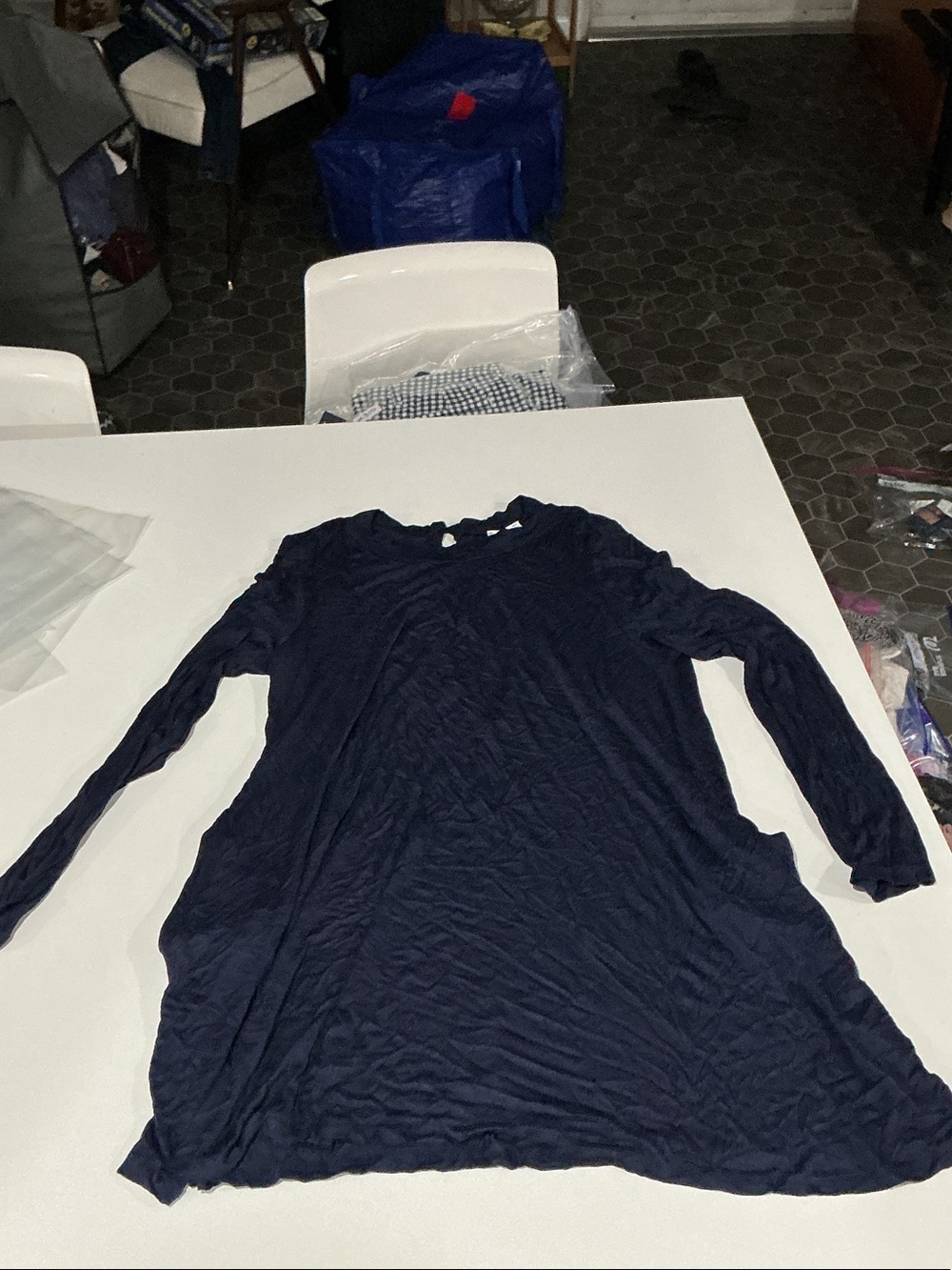 Honey Punch Navy Long Sleeve Tunic Top